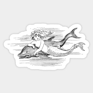 Hand Drawn Mermaid & Dolphin Pencil Sticker